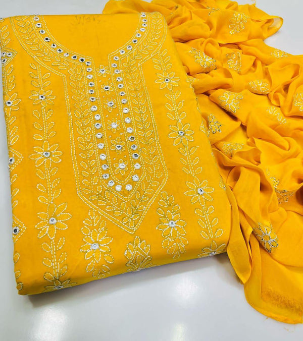 3 PC Hand Embroidered Lawn Collection #11