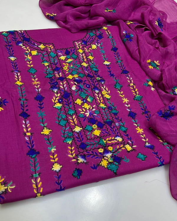 3 PC Hand Embroidered Lawn Collection #22