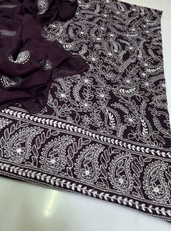 Handmade Embroidered Soft Bamber Chiffon 2-Piece Suit – Collection #6