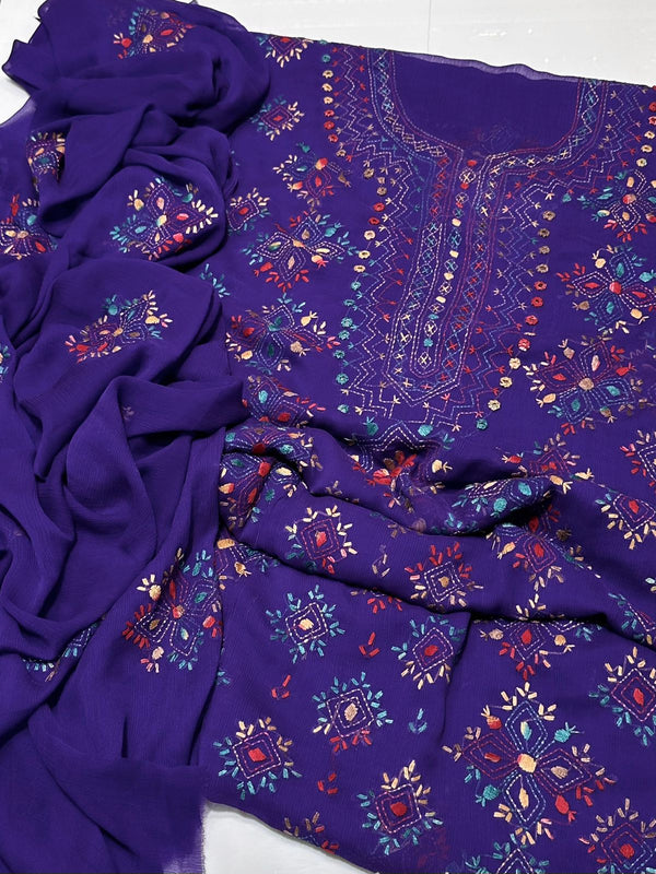 Handmade Embroidered Soft Bamber Chiffon 2-Piece Suit – Collection #10