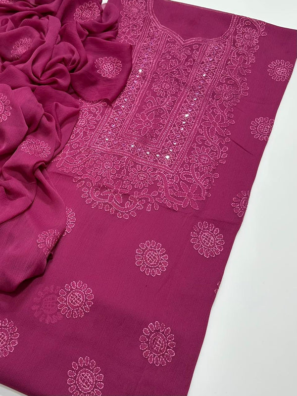 Handmade Embroidered Soft Bamber Chiffon 2-Piece Suit – Collection #5