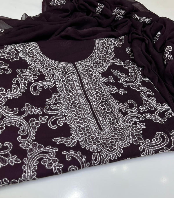 Handmade Embroidered Soft Bamber Chiffon 2-Piece Suit – Collection #3