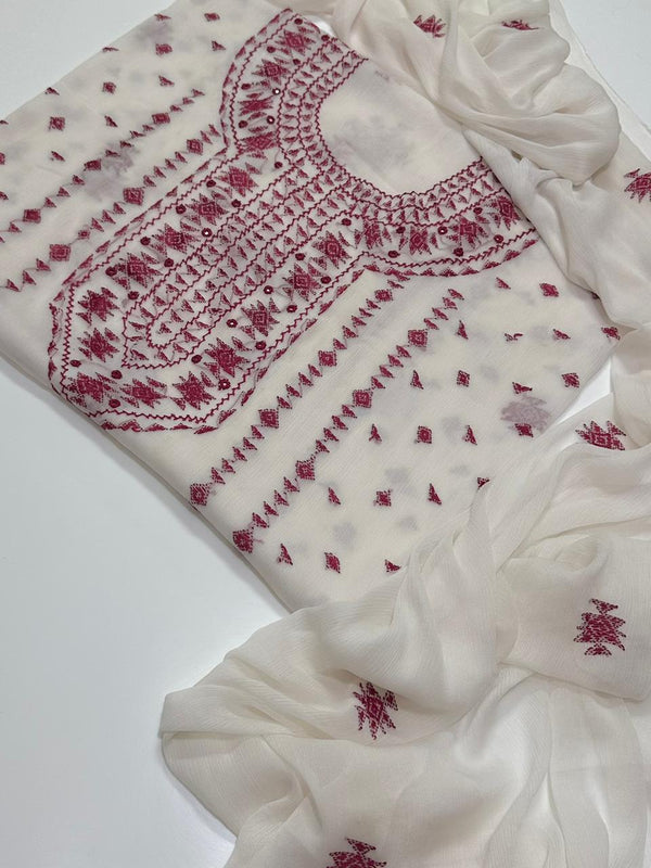 Handmade Embroidered Soft Bamber Chiffon 2-Piece Suit – Collection #2