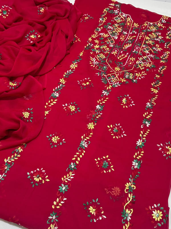 Handmade Embroidered Soft Bamber Chiffon 2-Piece Suit – Collection #28