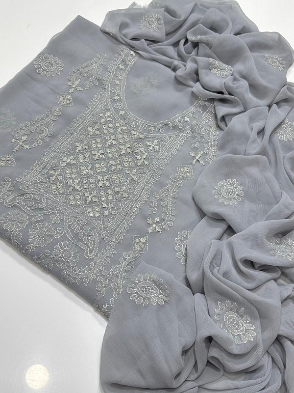 Handmade Embroidered Soft Bamber Chiffon 2-Piece Suit – Collection #27