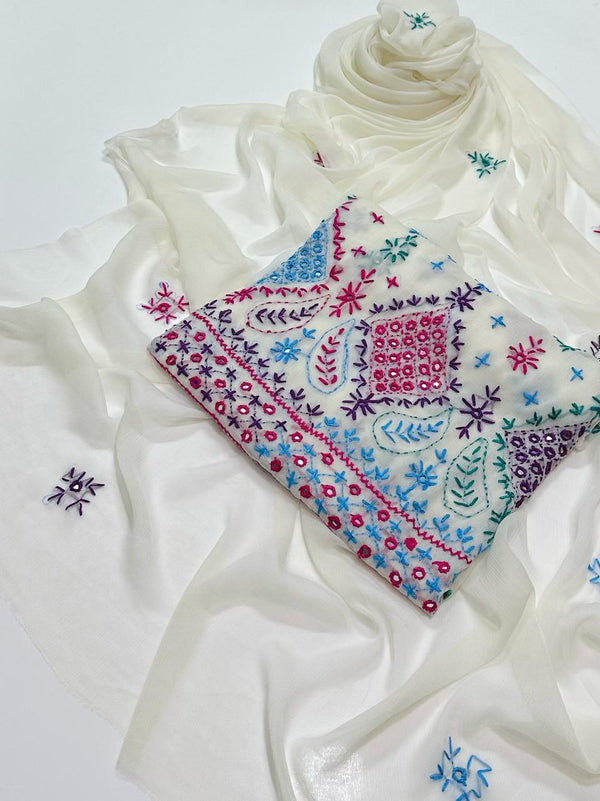 Handmade Embroidered Soft Bamber Chiffon 2-Piece Suit – Collection #26