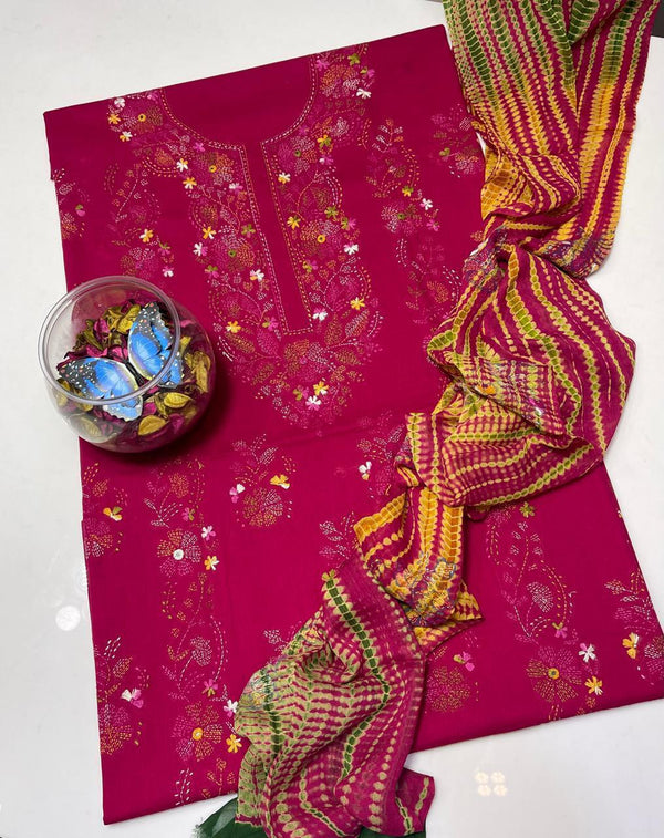 3 PC Hand Embroidered Lawn Collection #33