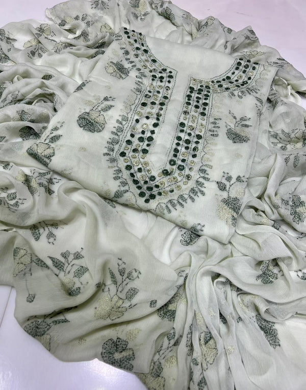 Handmade Embroidered Soft Bamber Chiffon 2-Piece Suit – Collection #29