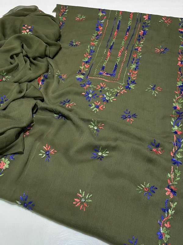 Handmade Embroidered Soft Bamber Chiffon 2-Piece Suit – Collection #25