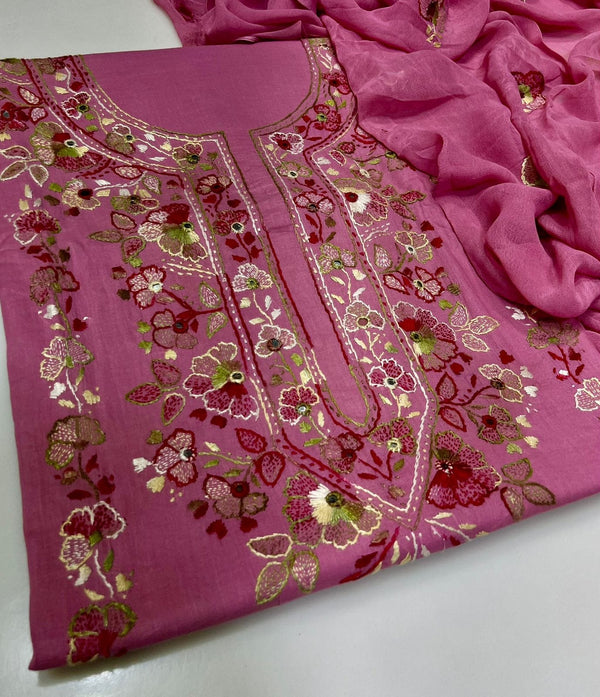 3 PC Hand Embroidered Lawn Collection #33