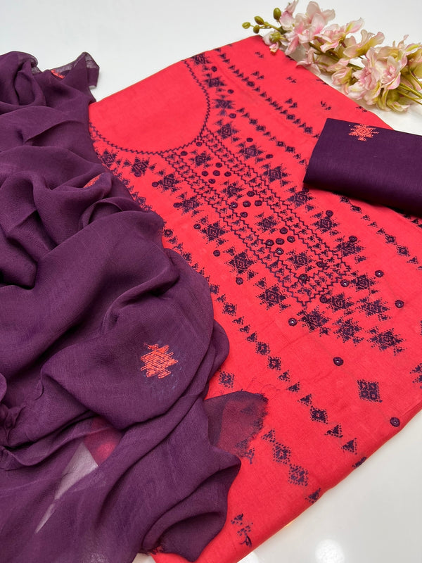 3 PC Hand Embroidered Lawn Collection #29