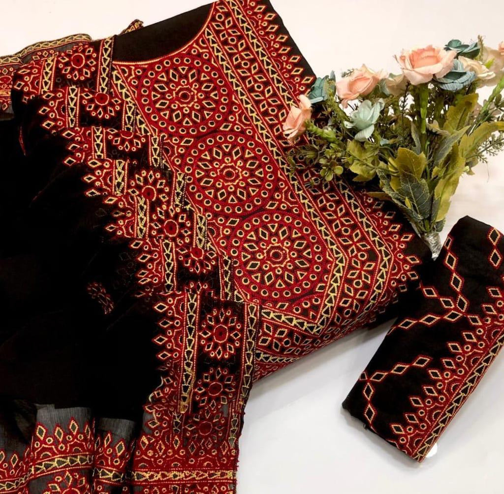 3PC Handmade Embroidered on GTM Premium Quality Lawn #18