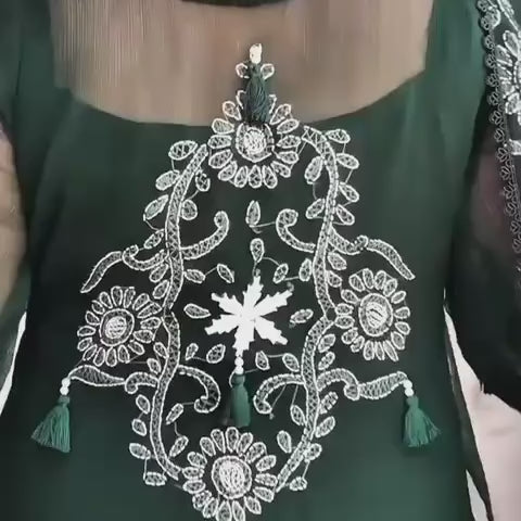 3PC Handmade Embroidered on GTM Premium Quality Lawn #28